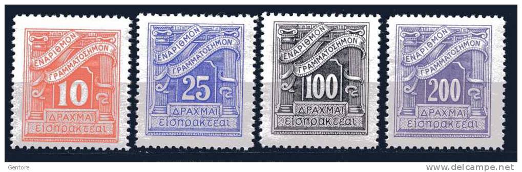 GREECE 1943  Postage Due  Cpl. Set  Of 4 Yvert Cat N° 91/94  MINT HINGED * - Unused Stamps