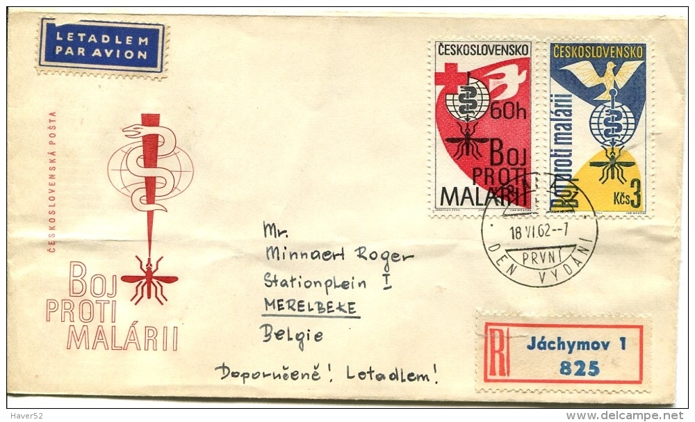 1962 Fdc LETTER REGISTERED  From Jàchymov   To Belgium (Merelbeke) _ Very Nice SEE SCAN ! - Covers & Documents