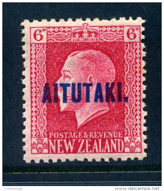 Aitutaki 1917-18 New Zealand Overprints - KGV Recess - 6d Carmine - P.14 X 14½ - LHM (SG 17a) - Aitutaki