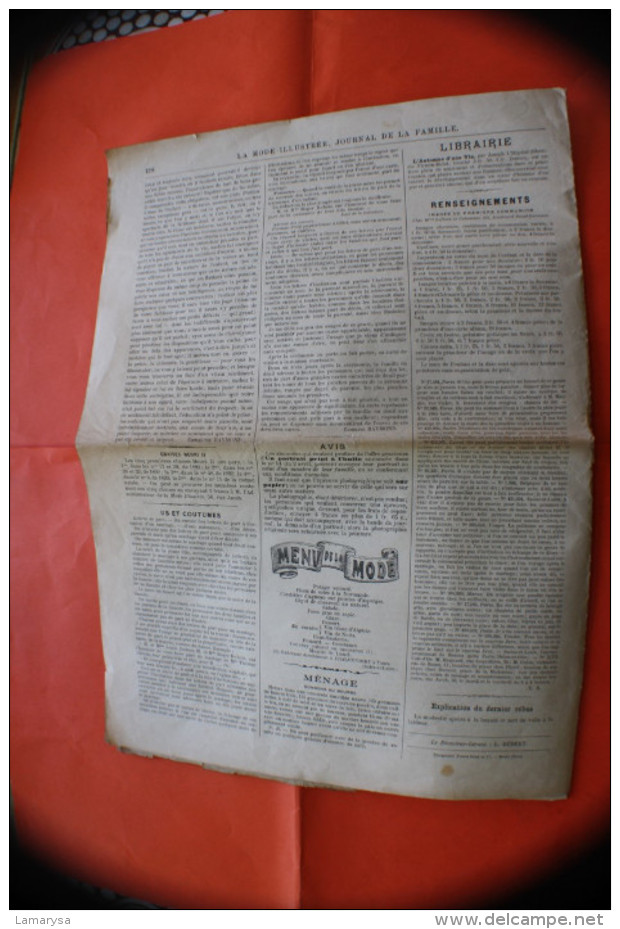 DIM 16 AVRIL 1893 LA MODE ILLUSTREE JOURNAL DE LA FAMILLE GRAVURE'S LOISIRS CREATIFS-MODE-FASHION-HABITS-COUTURE-MODELES