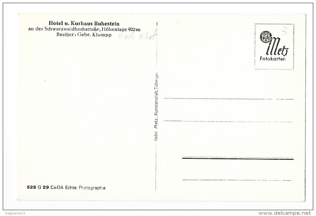 HOTEL U. Kurhaus Ruhestein  An Der Schwarzwaldhochstrasse , Höhenlage 920 M - Autres & Non Classés