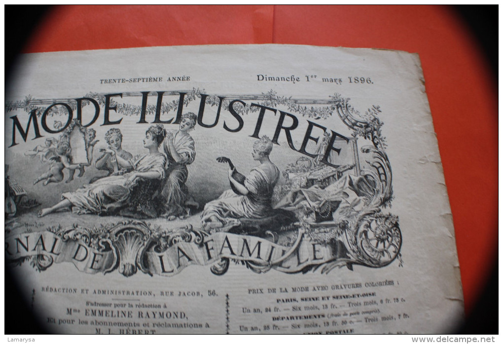 DIM 1er Mars 1896 LA MODE ILLUSTREE JOURNAL DE LA FAMILLE GRAVURE'S LOISIRS CREATIFS-MODE-FASHION-HABITS-COUTURE-MODELES - Other & Unclassified