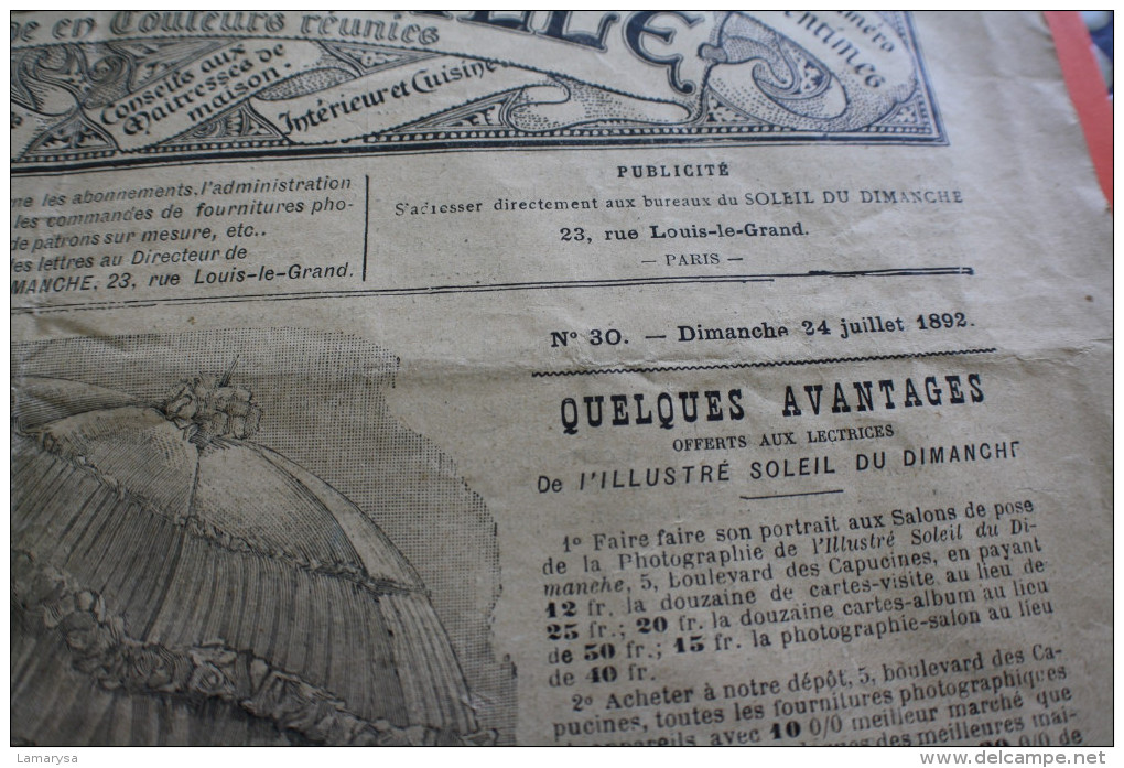 DIM 24 Juil 1892 Les MODES EN FAMILLE & COULEURS REUNIES GRAVURE'S LOISIRS CREATIFS-MODE-FASHION-HABITS-COUTURE-MODELES - Autres & Non Classés