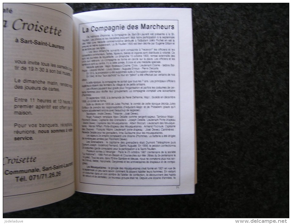 CENTENAIRE DE LA COMMUNE DE SART SAINT LAURENT Régionalisme Histoire Guerre Ducasse Jijé Sobriquet Marche Militaire Jeu
