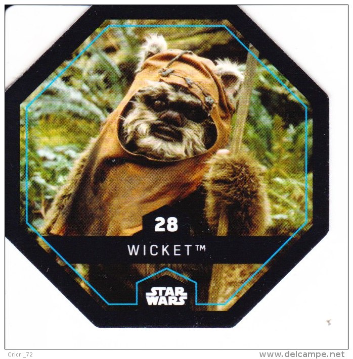 STAR WARS 2015 Vignette Jeton Image Carte LECLERC Disney Numéro 28 WICKET - Episodio I