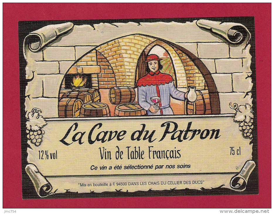 Etiquette De Vin De Table.  Cave.  Barriques. - Nice Old Times