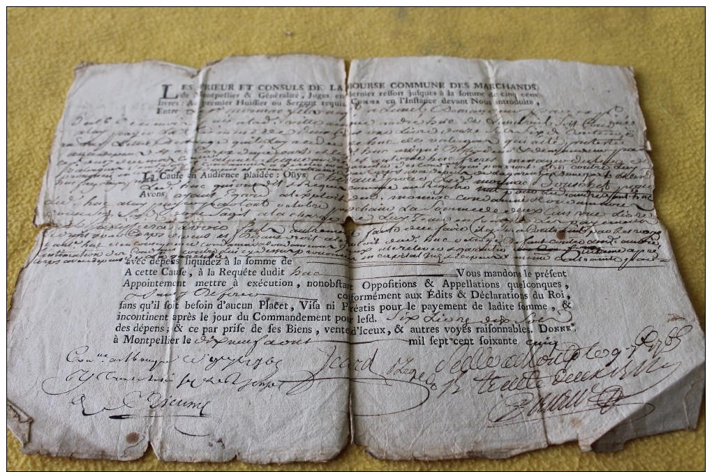 Lettre D’appointements De Marchands De Montpellier 1765 - Documents Historiques