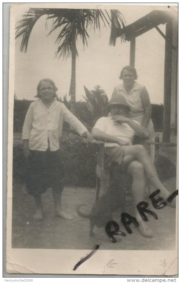 Guadeloupe Carte Photo Famille Dont Homme Casque Colonial - Other & Unclassified