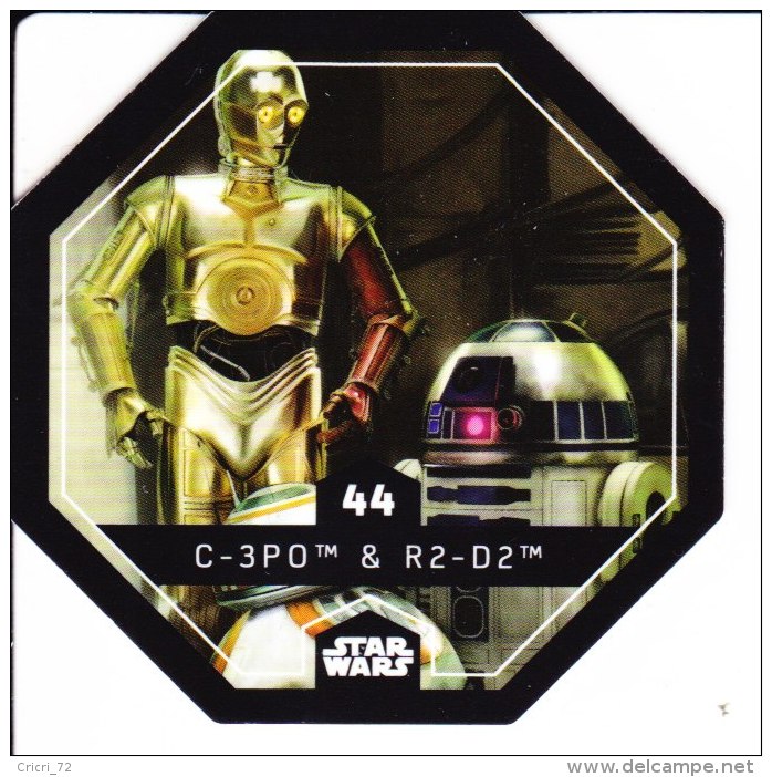 STAR WARS 2015 Vignette Jeton Image Carte LECLERC Disney Numéro 44 C 3PO & R2 D2 - Episodio I