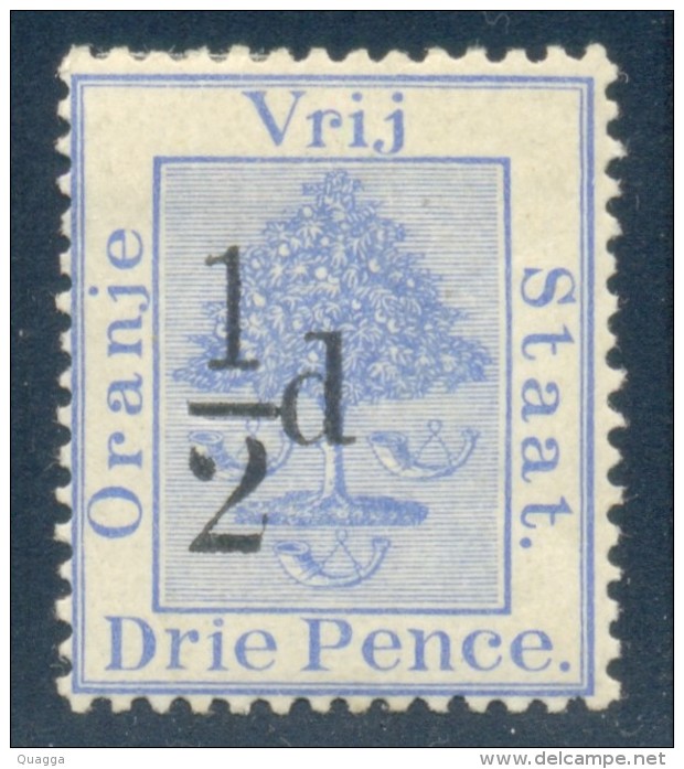 Orange Free State 1896. ½d On 3d Ultramarine (type E). SACC 42*, SG 73*. - Oranje-Freistaat (1868-1909)