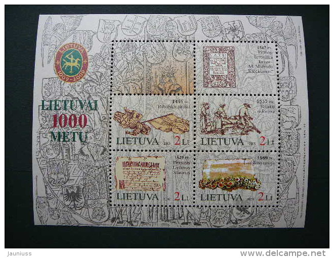 Lietuva Litauen Lituanie Litouwen Lithuania 2005 MNH # Mi. 876/9 Block 31 Millenium Of Lithuania. - Lithuania