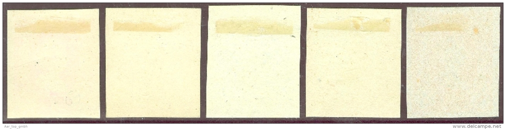 Schweiz Stehende Helvetia 1880 - 5 Farbproben Libertas 50 Rp. Geschnitten (Probedruck) - Ungebraucht