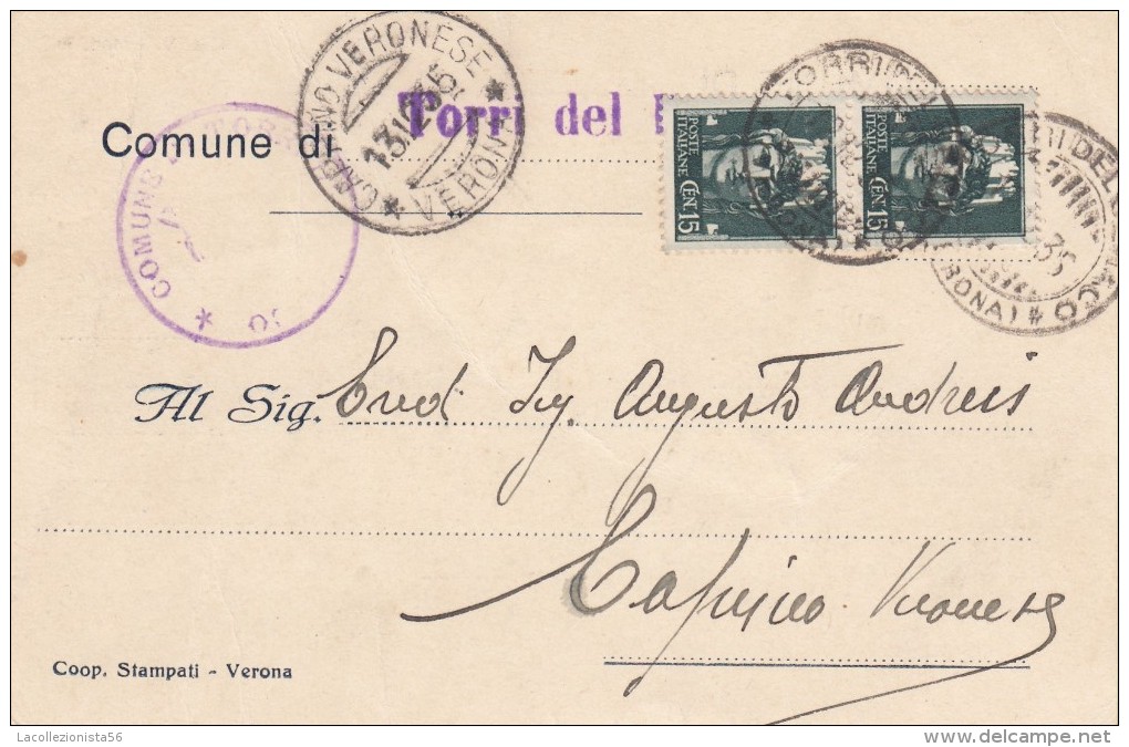 7895-CARTOLINA DEL COMUNE DI TORRI DEL BENACO(VERONA) PER CAPRINO VERONESE-1935 - Storia Postale