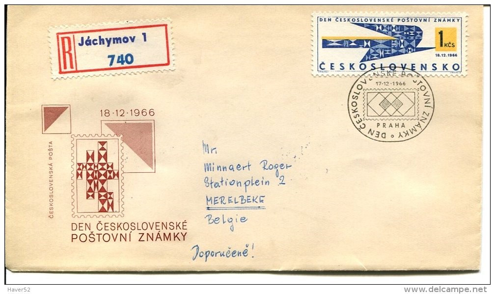 FDC RECOMMENDED LETTER FDC  From 1966 From Jachymov To Belgium  - VERY NICE - See Scan - Brieven En Documenten