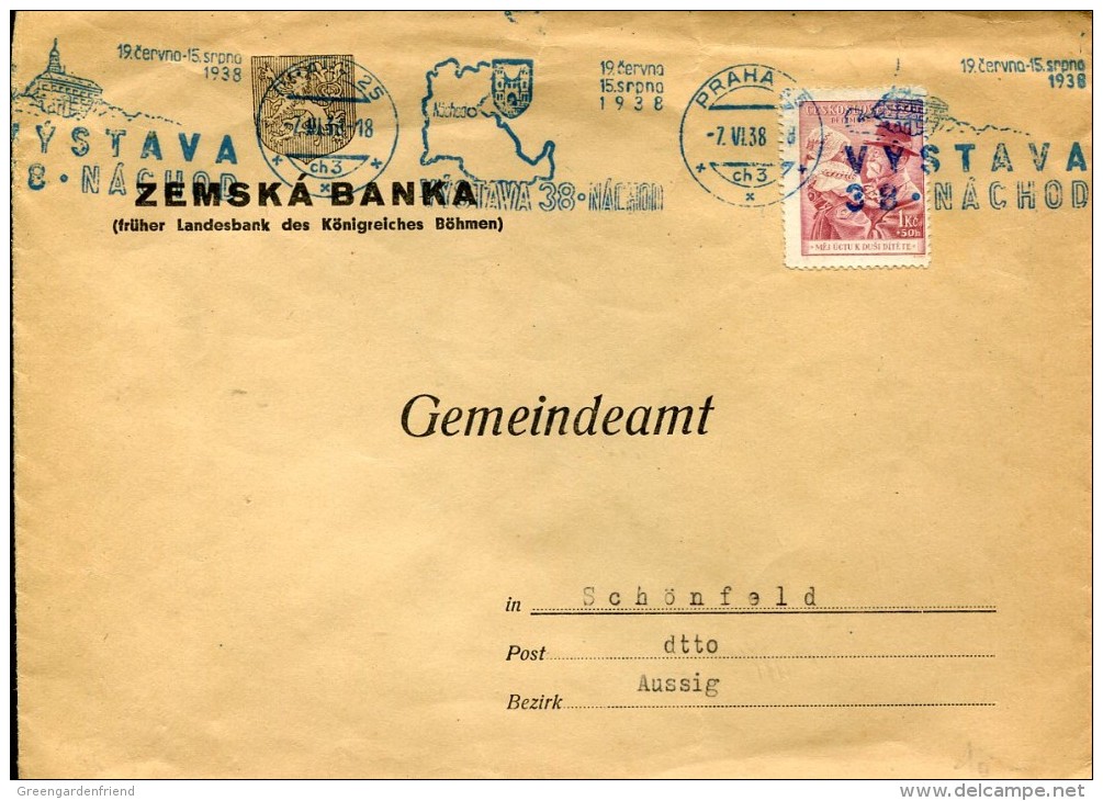 8344 Ceskoslovensko , Circuled Cover 1938 Praha To Usti Nad Labem (aussig) - Briefe U. Dokumente