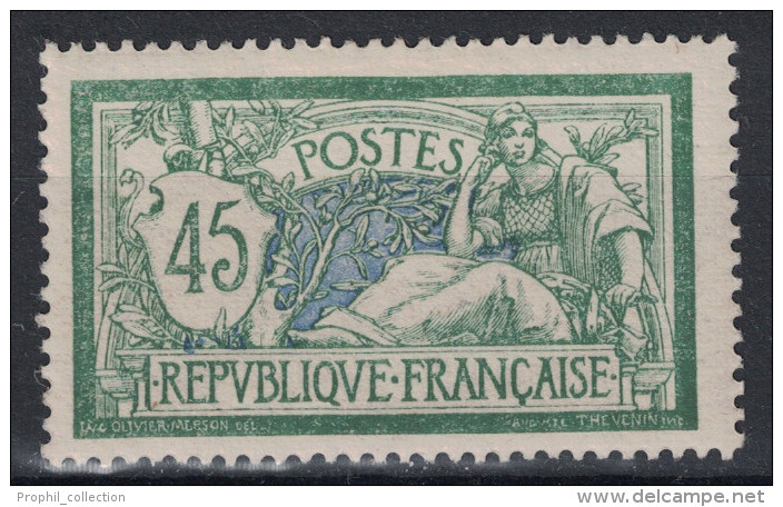 France - TB MERSON 143 Neuf * GOMME D´ORIGINE Avec BEAU CENTRAGE (45c Vert Et Bleu) - 1900-27 Merson