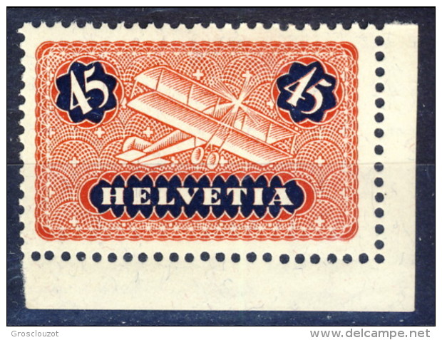 SVIZZERA PA 1923 N. A8 C. 45 Rosso E Nero , Angolo Di Foglio MNH Catalogo € 6 - Unused Stamps