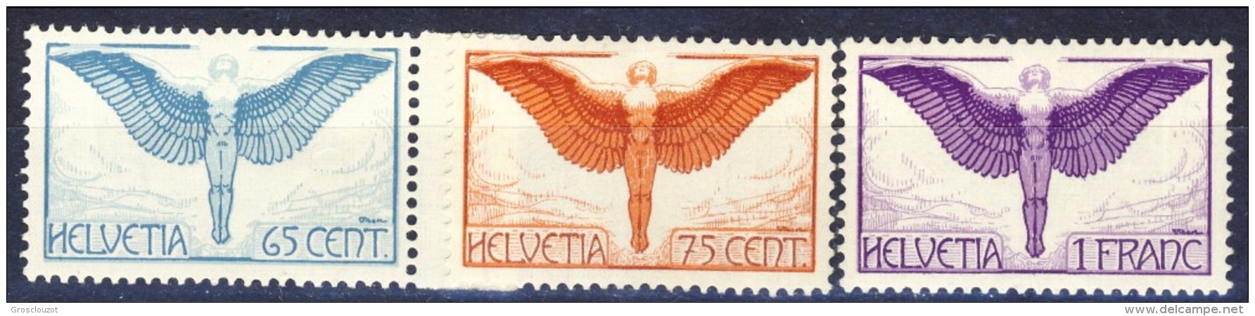 SVIZZERA PA 1924 Serie N. A10-A12 Icaro In Volo MNH Catalogo &euro; 85 - Nuovi