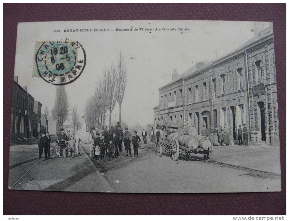 CPA 59 BRUAY SUR L´ESCAUT Hameau De THIERS La Grande Route TOP ANIMEE 1906 Canton ANZIN - Bruay Sur Escaut