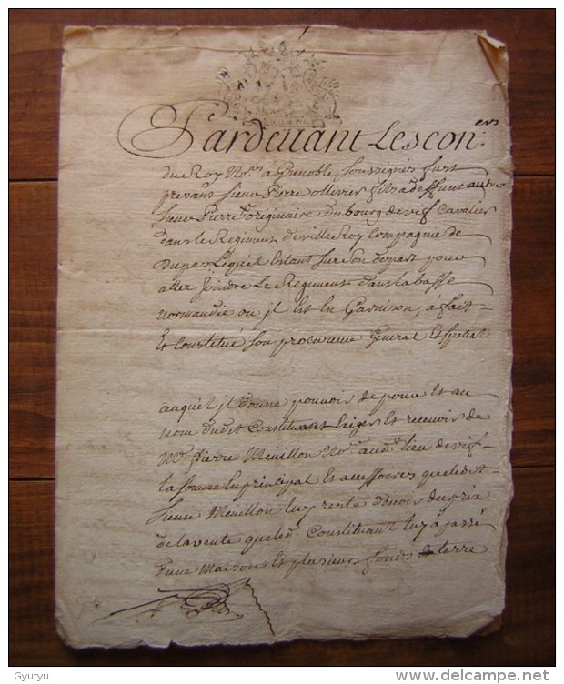 Dauphiné 1733 Procuration De Pierre Ollivier, Cavalier Des Régiments Du Roy, Partant Pour La Basse Normandie - Manuscrits