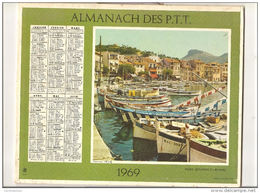 Almanach Des PTT De 1969 Département De Haute Loire (43) Cassis  (BOUCHES DU RHONE) Quiberon (MORBIHAN) - Big : 1921-40