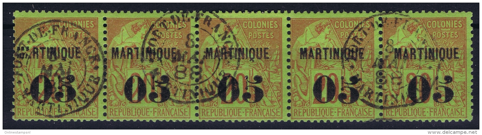 Martinique:  Yv Nr 4 Obl Used Bande De 5 - Usati