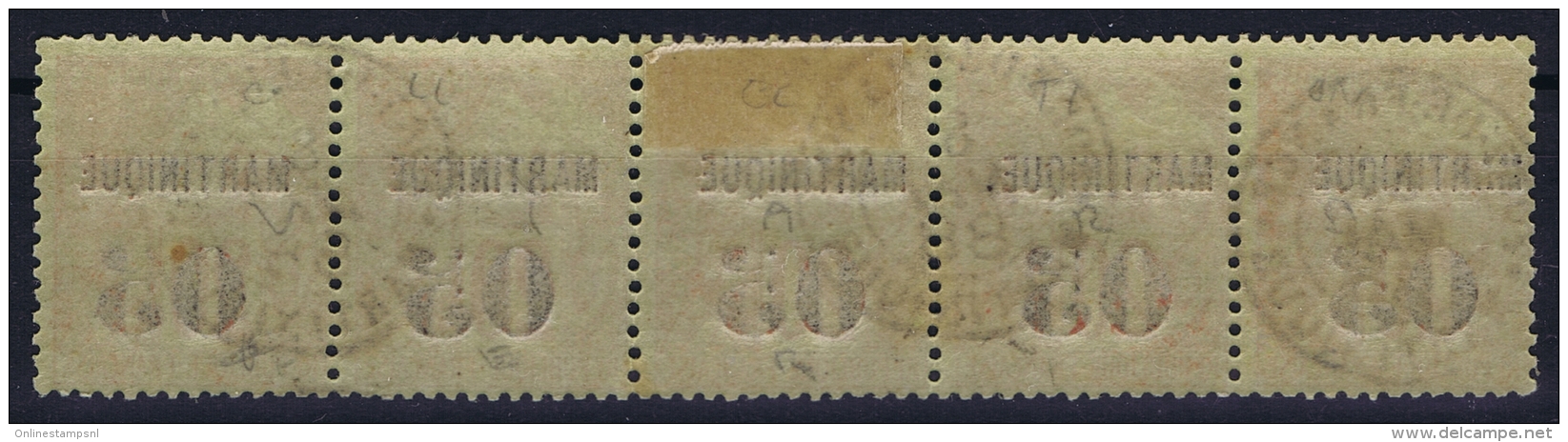 Martinique:  Yv Nr 4 Obl Used Bande De 5 - Used Stamps