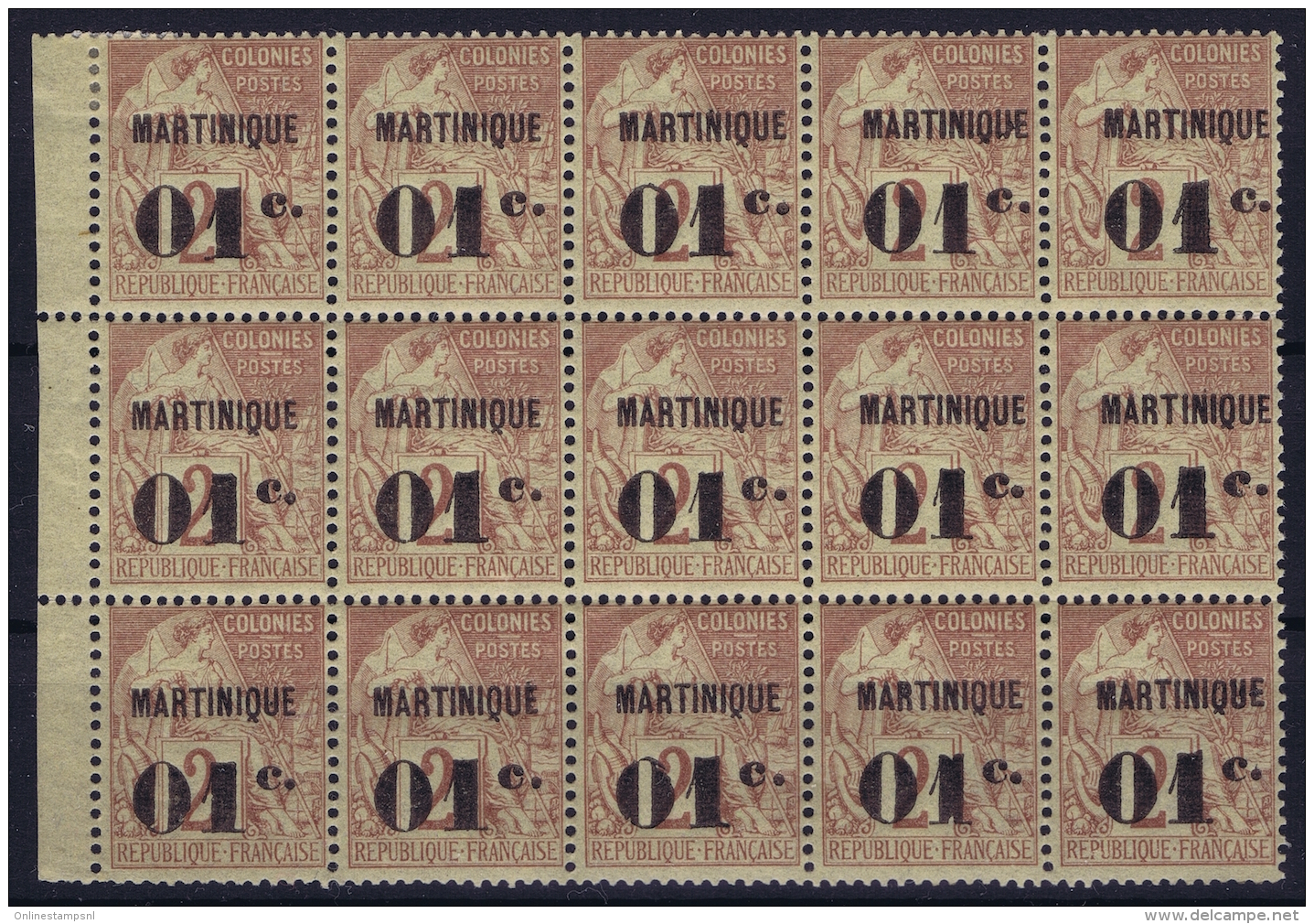 Martinique:  Yv Nr 7   3* MH/* Falz/ Charniere  Et 12 * MNH/** Sans Charnière  Postfrisch Brun Rouge Sur Jaune - Ungebraucht