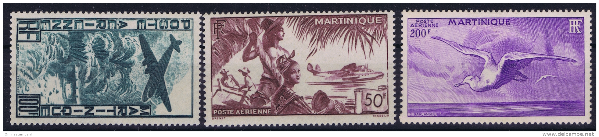 Martinique: Yv AE 13-15  MH/* Falz/ Charniere - Aéreo