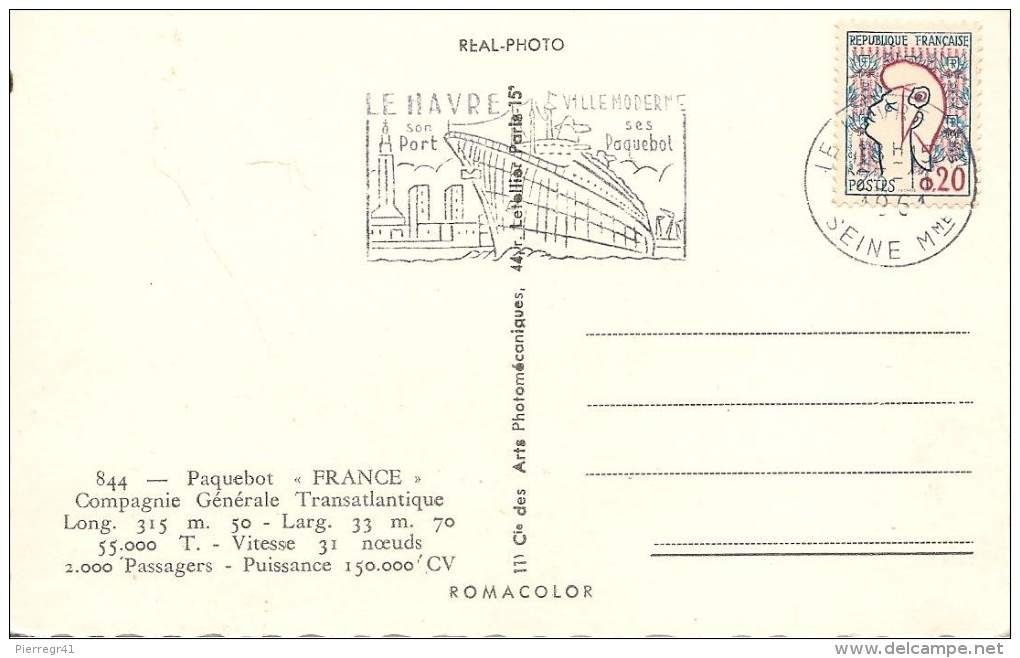 CPA-1961-PAQUEBOT- FRANCE-avec Ses REMORQUEURS Et Bateau Pilote-Editions CAP-TBE - Paquebots