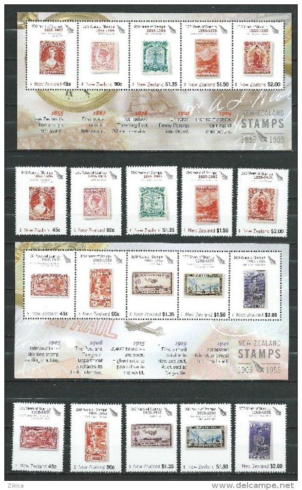 New Zealand 2005 The 150th Anniversary Of New Zealand Stamps, 3 S/S And Stamps.1855-1905.MNH. 2 SCANS - Ongebruikt