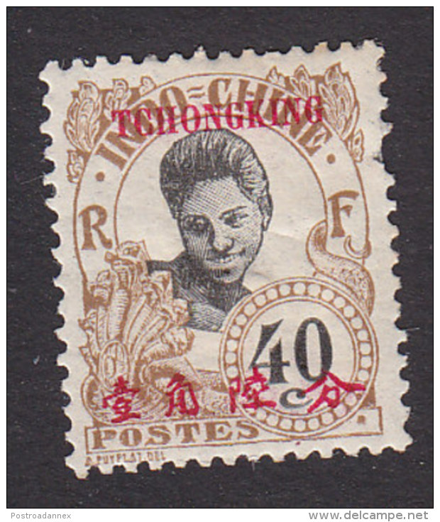French Offices In Tchongking, Scott #44, Mint Hinged, Indo-China Overprinted, Issued 1908 - Neufs