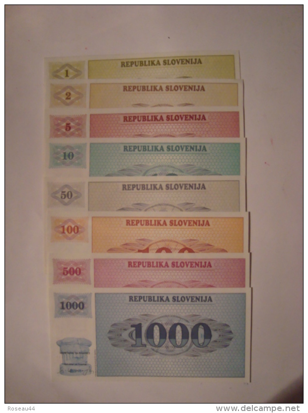 Slovénie- Série De 8 Billets De 1-2-5-10-50-100-500-1000 Tolar VZOREK SPECIMEN Neufs/UNC - Slovénie