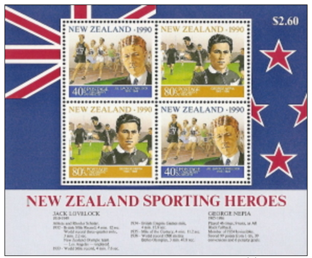 New Zealand,  Scott 2016 # B138a,  Issued 1990,  M/S Of 4,  MNH,  Cat $ 3.75,  Rugby - Unused Stamps