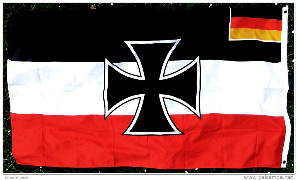 Flagge / Fahne Eisernes Kreuz Mit Kleiner Integrierter Deutschland-Fahne - Material : Polyester - Größe Ca. 150 X 88 Cm - Sonstige & Ohne Zuordnung