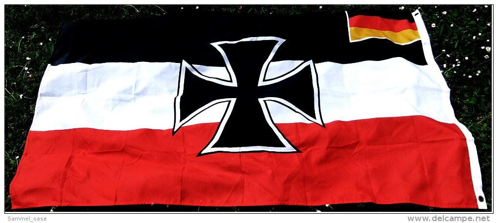 Flagge / Fahne Eisernes Kreuz Mit Kleiner Integrierter Deutschland-Fahne - Material : Polyester - Größe Ca. 150 X 88 Cm - Sonstige & Ohne Zuordnung