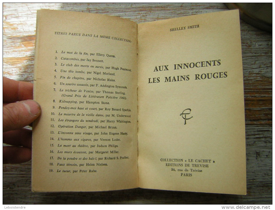 SHELLEY SMITH AUX INNOCENTS LES MAINS ROUGES N° 20 1961 EO COLLECTION LE CACHET EDITIONS DE TREVISSE