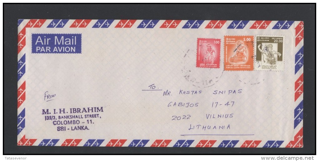 SRI LANKA Letter Brief Postal History Cover LK 005 Air Mail Music Players - Sri Lanka (Ceylon) (1948-...)