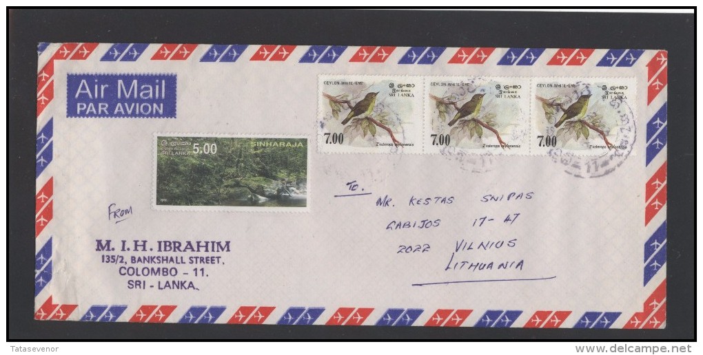 SRI LANKA Letter Brief Postal History Cover LK 006 Air Mail Music Fauna Birds Landscape - Sri Lanka (Ceylon) (1948-...)