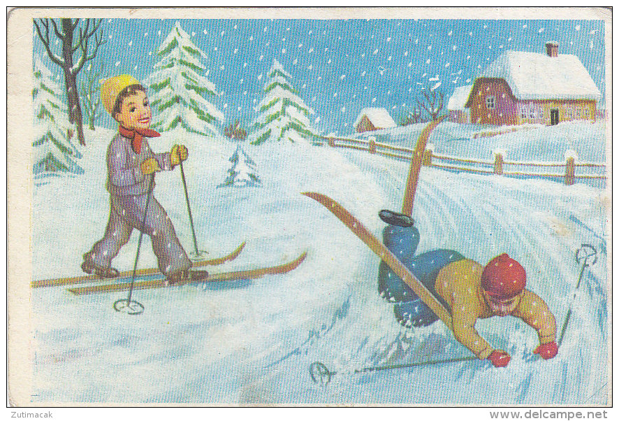 Ski Skiing Humor Postcard - Sports D'hiver