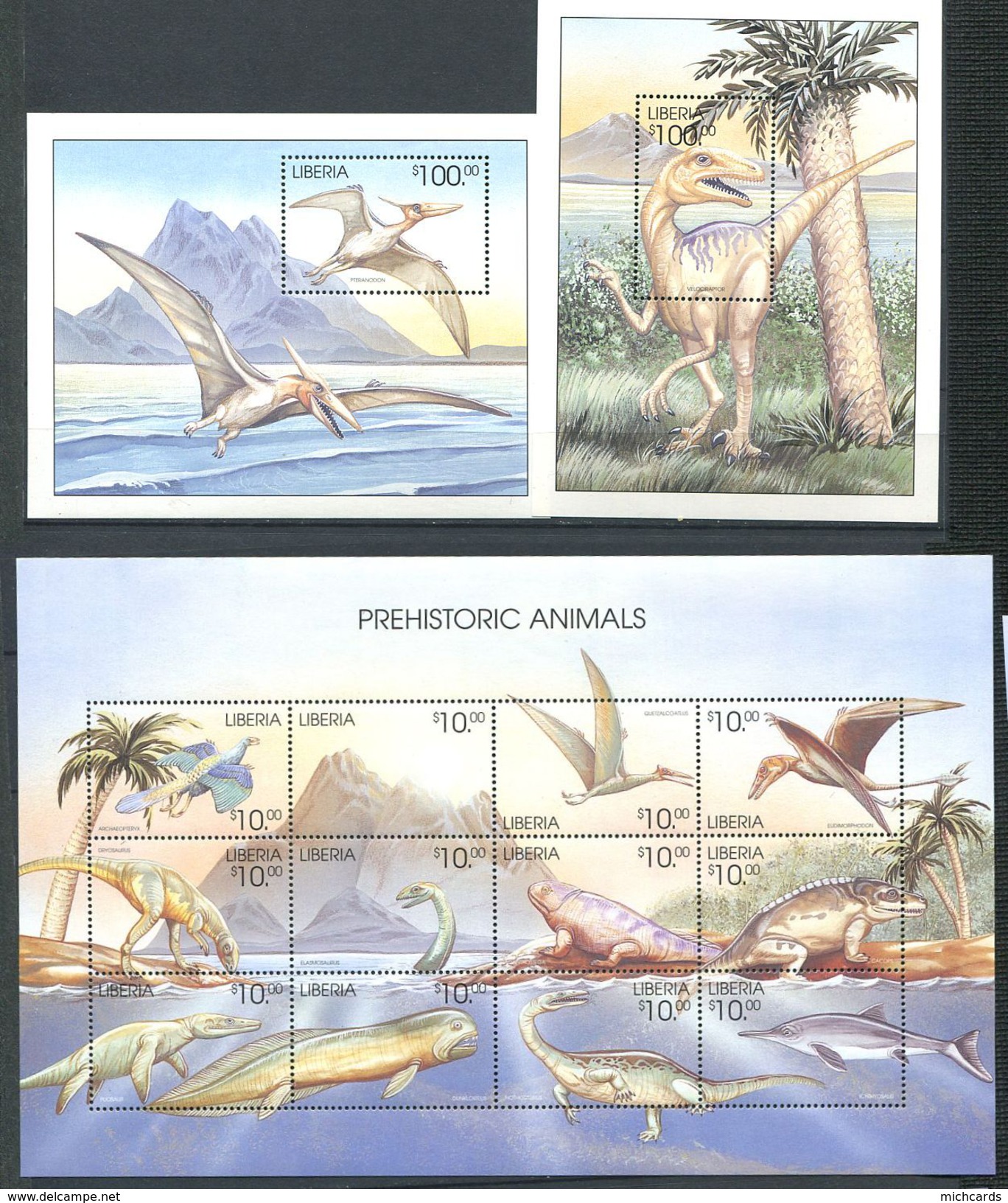 162 LIBERIA 1999 - Dinosaure Prehistoire (Yvert 2197/208 BF 247/48) Neuf ** (MNH) Sans Trace De Charniere - Liberia