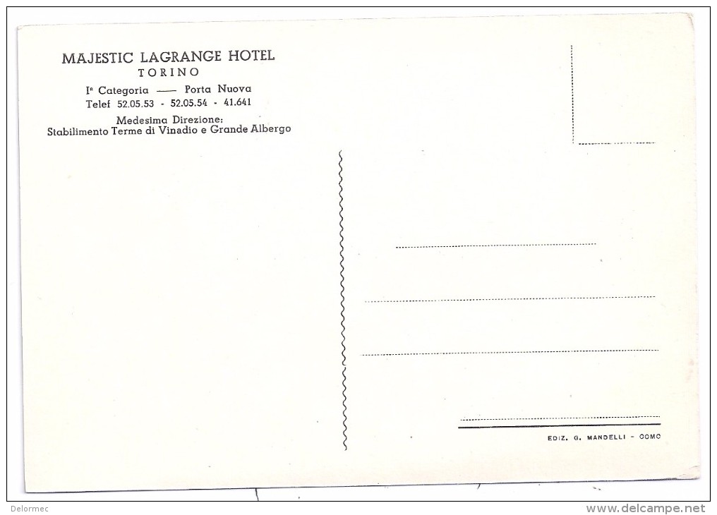 CPSM Torino Puerta Nuova Albergo Majestic Lagrange Stazione Centrale Carte En Très Bon état - Bars, Hotels & Restaurants