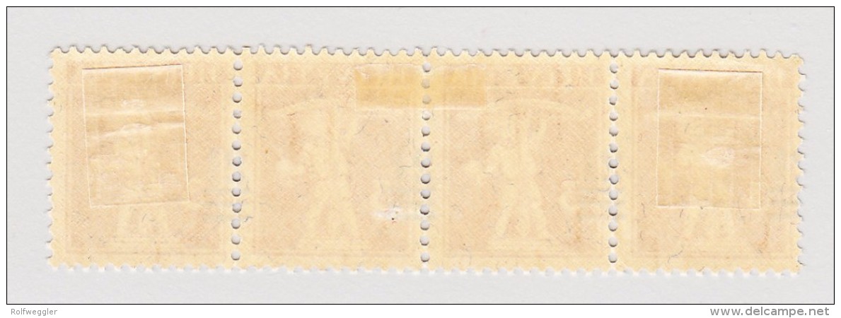 Schweiz 1921  #146 Vierer-Streifen ** Audruck Stark Verschoben (Zwischen Marken, Zähnung) - Ungebraucht