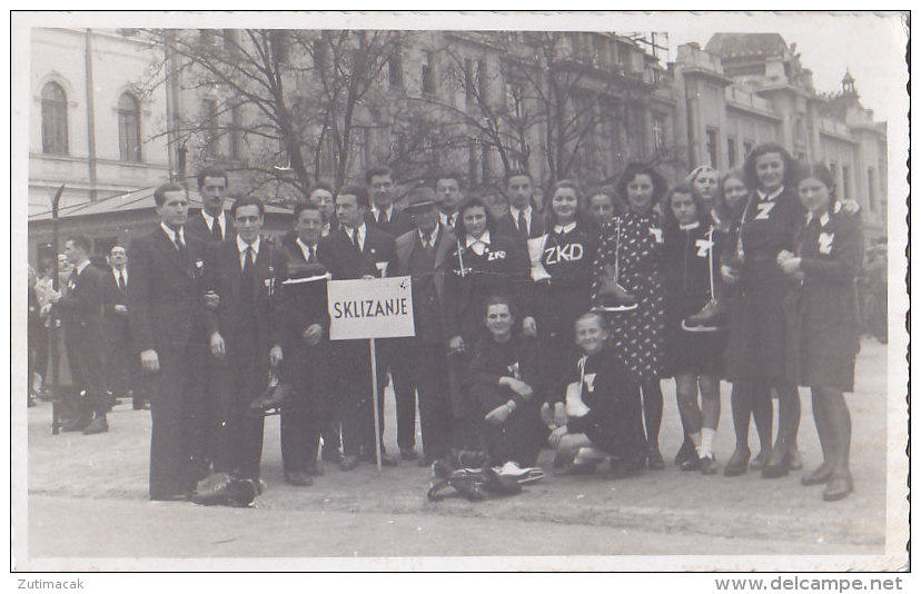 Skating ZKD Zagreb Croatia Skating Society Real Photo Postcard 40s - Patinage Artistique