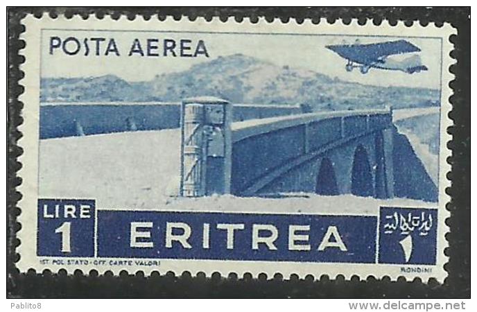 ERITREA 1936 SOGGETTI AFRICANI AEREA LIRE 1 LIRA  MNH - Eritrea