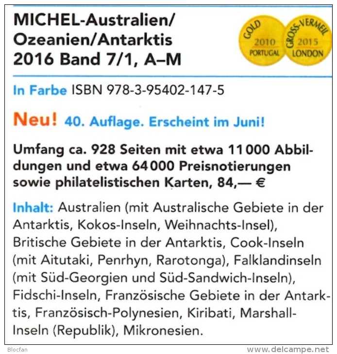 Part 7/1+2 Australien MICHEL 2016 New 168€ Australia Cook Falkland Fiji Marshall Niue Norfolk Oceania Palau Tonga Tuvalu - Materiale E Accessori