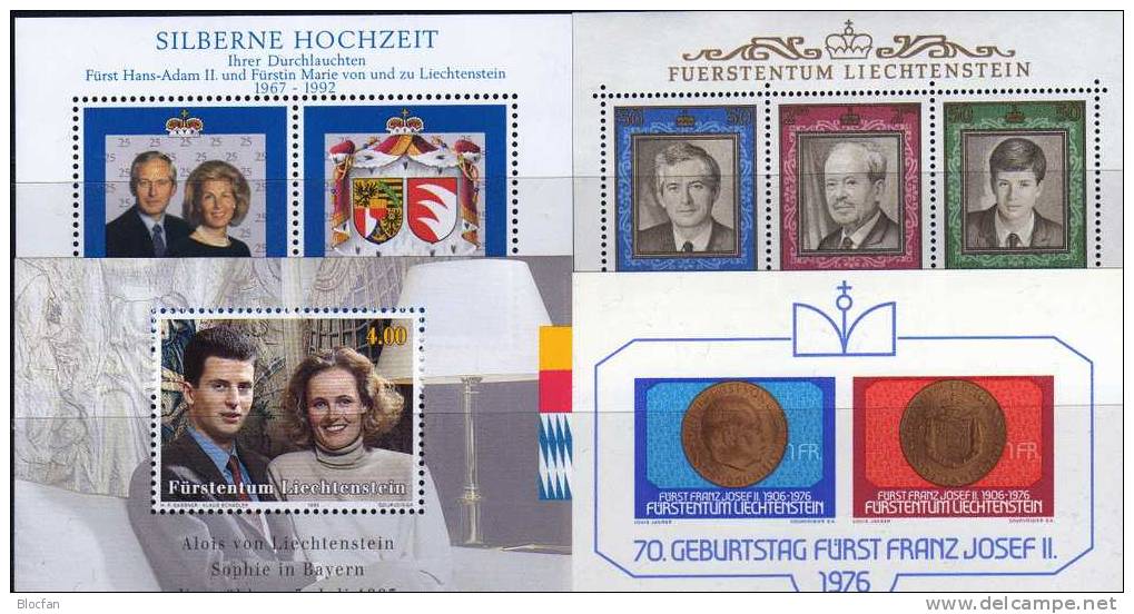 Set 9 Blocks 1981 Fürstentum Liechtenstein Block 7-15 ** 31€ Wappen Porträt Familie Papst Hb Bloc M/s Sheet Bf FL Europa - Collections (with Albums)