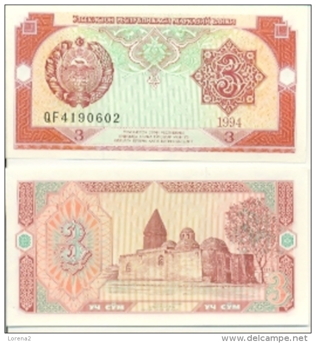 6-936. Billete Uzbekistan. P-74. 3 Sum 1994 - Ouzbékistan
