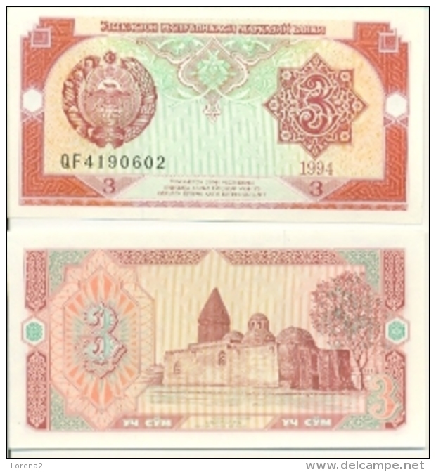 6-936. Billete Uzbekistan. P-74. 3 Sum 1994 - Uzbekistán