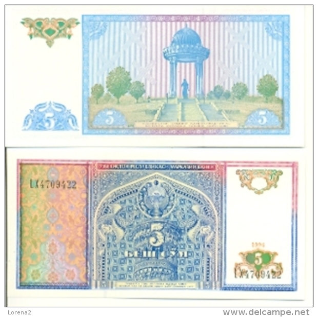 6-935. Billete Uzbekistan. P-75. 5 Sum 1994 - Uzbekistán